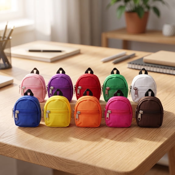 OFFIGAM 10Pcs Zipper Backpack for Dolls Assorted Color Fabric Skill Development