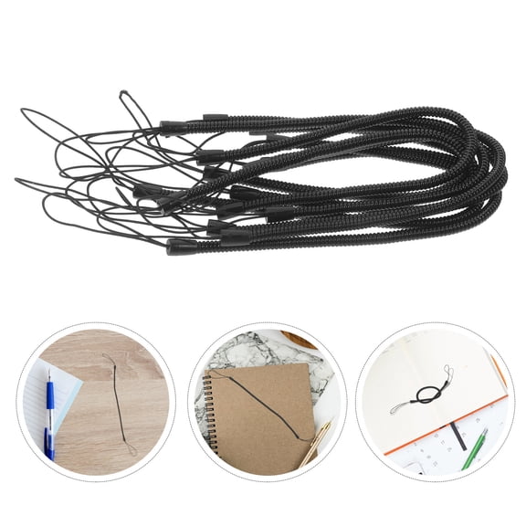 OFFIGAM 10Set Anti Lost Rope Dualhead Strap Coiled Lanyard Stylus Black Versatile for Stylus Tool Back to School