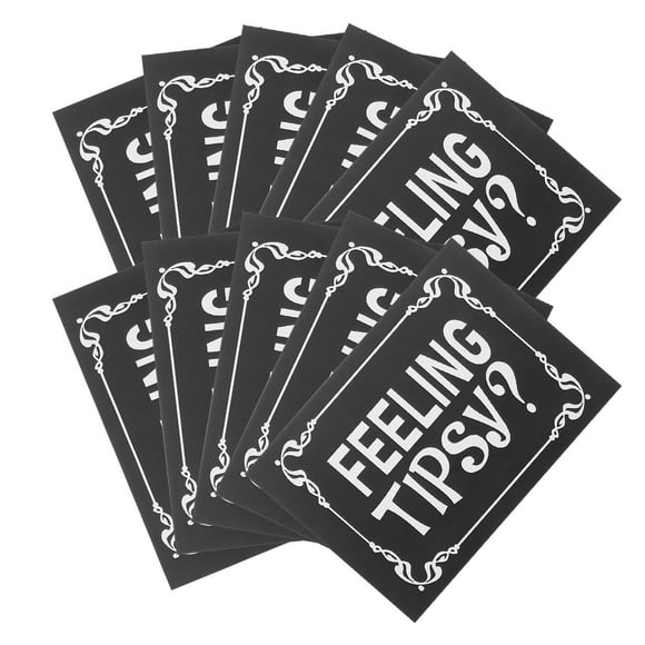 OFFIGAM 10Set Waterproof Self Adhesive Sticker Labels Black Paper for Bartenders and Waitstaff