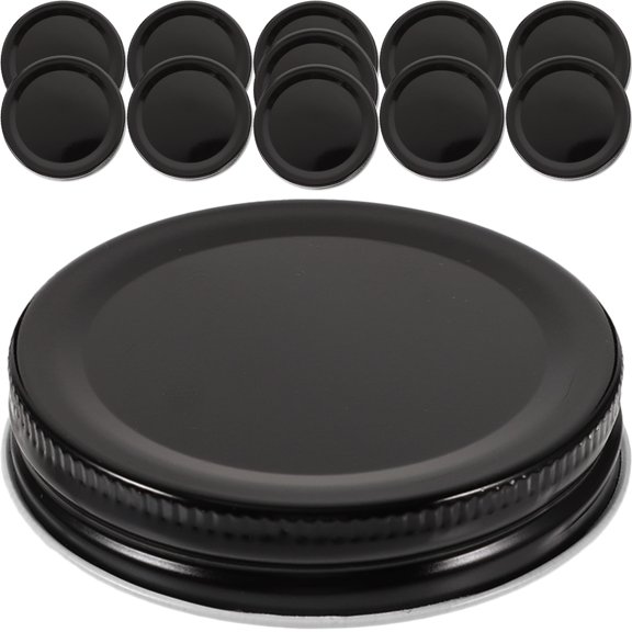 OFFIGAM 10pcs Canning Lids Wide Black Tinplate Universal Fit For Home Users Use