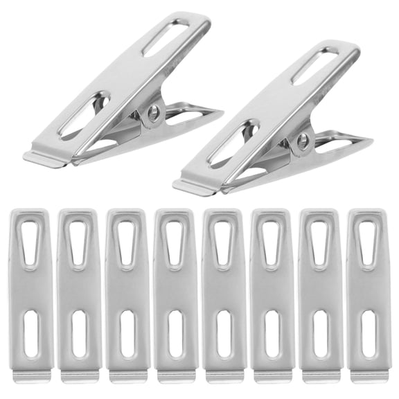 OFFIGAM 10pcs Dryer Sheet Holder Clothes Drying Clips Stainless Steel Silver for General Users