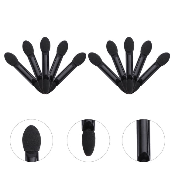 OFFIGAM 10pcs Dual Sided Black Sponge Eye Shadow Applicators for Easy and Precise Eyeshadow Application
