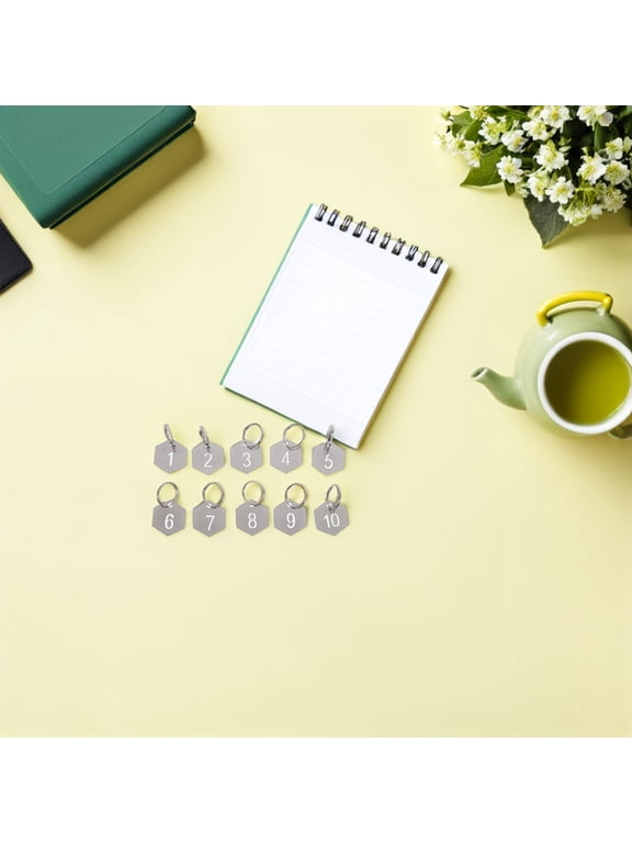 10pcs Hexagonal Stainless Steel Numbered Key Tags Metal Id Labels
