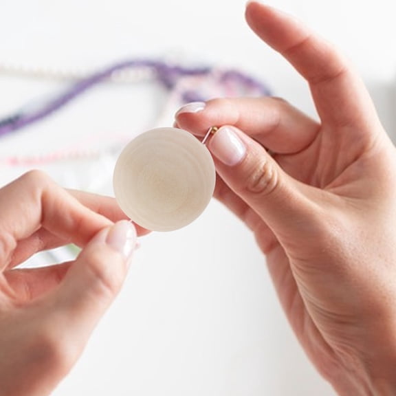 OFFIGAM Set of 10 Mini Wooden Knobs in Khaki Color for Crafts and Holiday Decorations