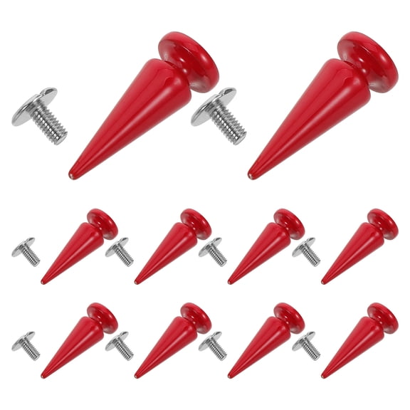 OFFIGAM 10pcs Red Tree-Shaped Spike Rivets for Leathercraft, Punk Style Accessories, Copper and Iron Materials