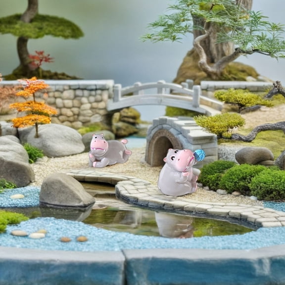 OFFIGAM 12 Pcs Cute Mini Hippo Figurines Tiny Figures For Bedside Table Decorations