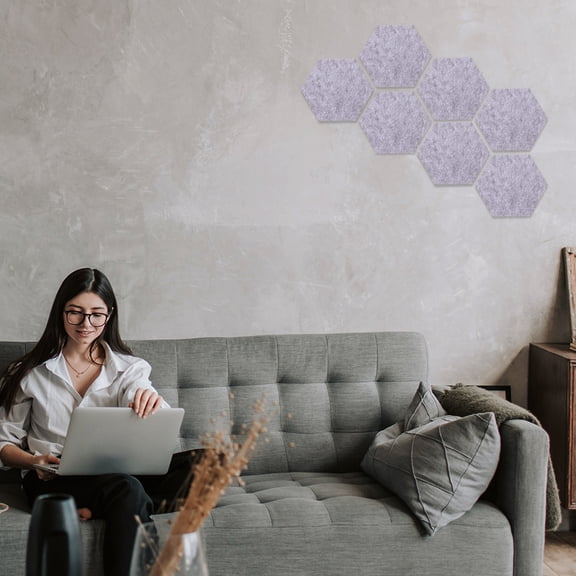 OFFIGAM 12Pcs Grey Felt Bulletin Board Hexagon Tiles for Wall Decoration