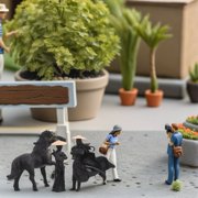 OFFIGAM 12-Pcs Miniatures Figurines Garden Black Resin Desktop Model For History Enthusiasts