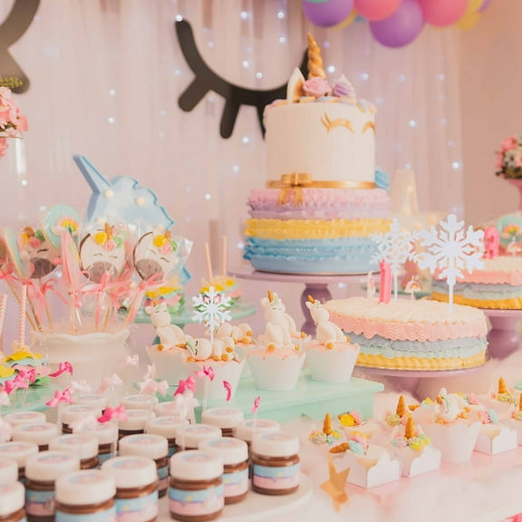 OFFIGAM 12PCS White Snowflake Cake Picks for Winter Holiday Party Decorations and New Year Celebration