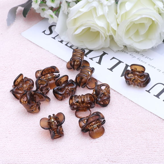 OFFIGAM 12-Pack Coffee Brown Hair Clips with Bowknot Design, Easy to Use Comfortable Hair Clamps for Women