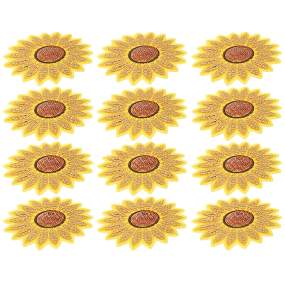 OFFIGAM 12-Piece Yellow Sunflower Sequin Embroidered Iron- Patches, Decorative Appliques for Clothing, Jackets and Bags