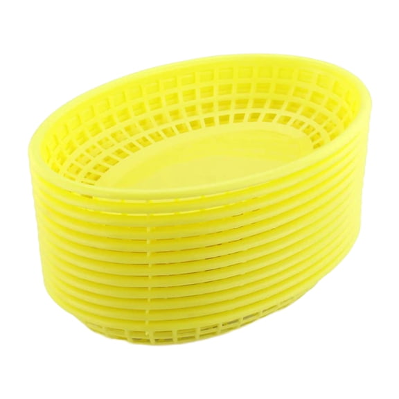 OFFIGAM Set of 12 Yellow Plastic Fruit Baskets, Lightweight Portable Storage Containers for Kitchen, Home, Pantry Organization