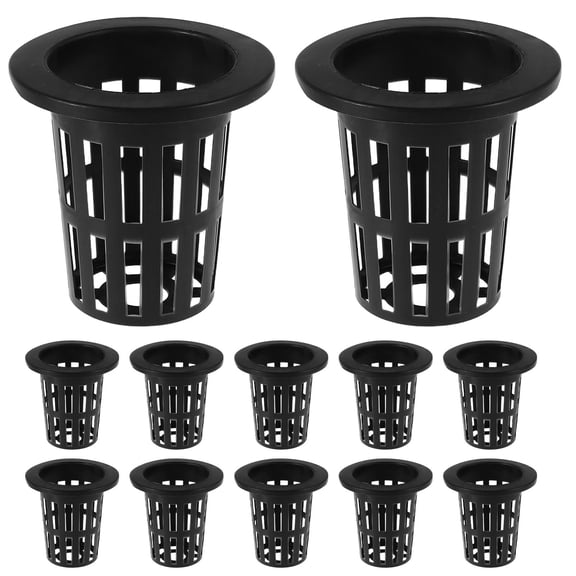 OFFIGAM 12-Pack Black Plastic Mesh Cups for Hydroponic Gardening, Indoor Planter Set for and Plant Propagation