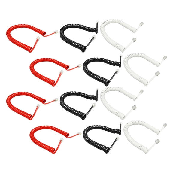 OFFIGAM 12Pcs Phone Cables Curly White PVC Connection For Landline Phones