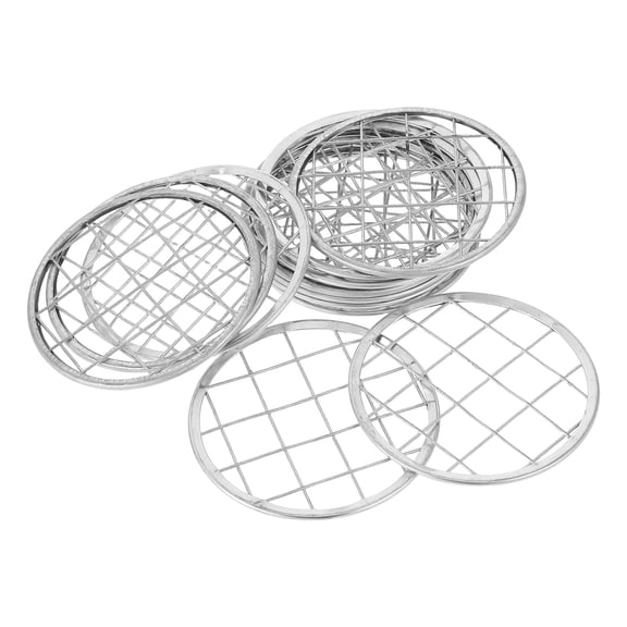 OFFIGAM 12Pcs Plated Silver Flower Frog Insert Lids with Square Grid for Dining Room Table Centerpieces