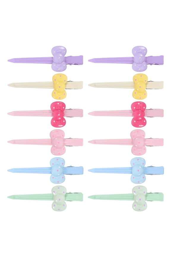 12Pcs Polka Dot Bow Hair Clips Multi Color for Voluminous Hair and Fashionable Looks