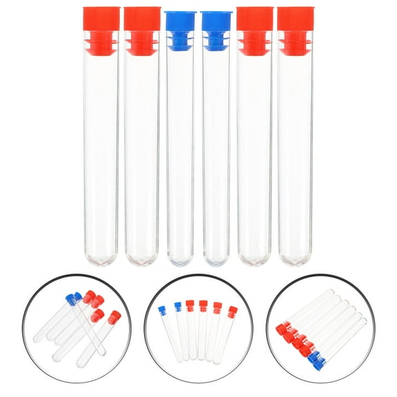 OFFIGAM 12-Pack Clear Plastic Test Tubes with Assorted Color Caps for Science Experiments, Lab Work, and Educational Use