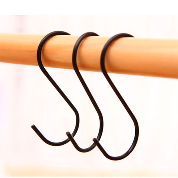OFFIGAM Set of 12 Black Stainless Steel Hanging Hooks, Steel Hooks for Home, Kitchen, Bathroom, and Everyday Use