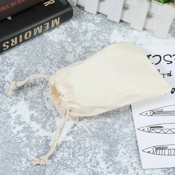 OFFIGAM Sachet Storage Bags 12Pcs Beige Cotton Drawstring Pouch for Jewelry Makers