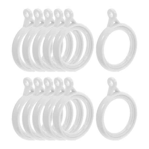 OFFIGAM 12Pcs White Round Curtain Rings Plastic Eyelets for Smooth Curtain Slide