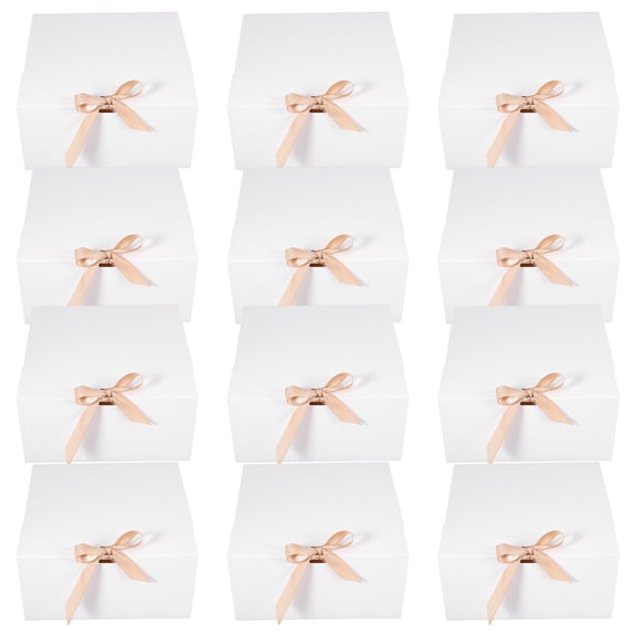 OFFIGAM White Kraft Paper Party Favor Boxes 20x20x10cm Storage Holder 12pcs