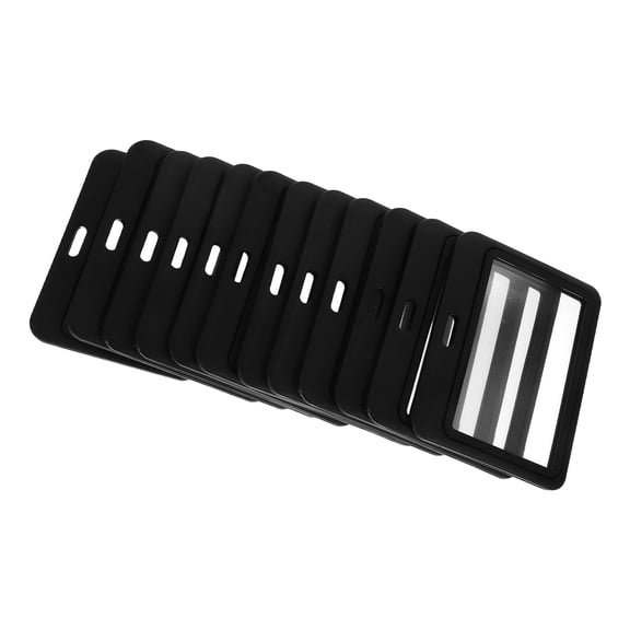 OFFIGAM 12Pcs Black Transparent Plastic Card Holder Double Sided Badge Protector for Work