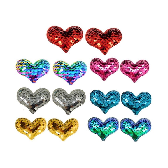 OFFIGAM 14Pack Sequin Heart Patches Assorted Color for Decorated Treats