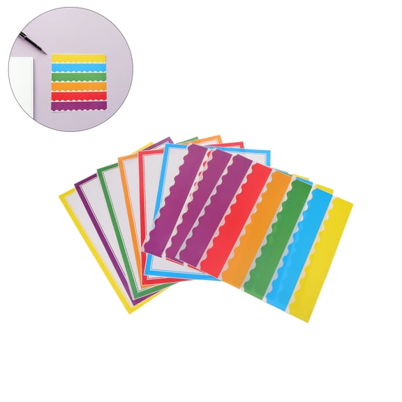 OFFIGAM 150Pcs Scalloped Paper Border Trim for School Bulletin Boards and Presentation Boards