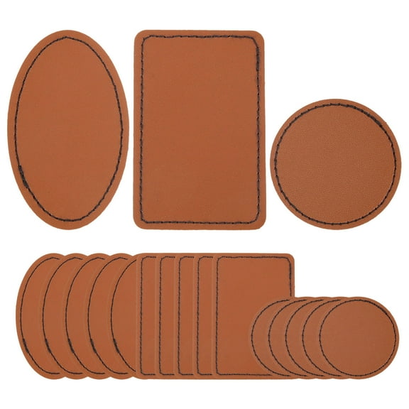 OFFIGAM 15 Pcs Light Brown Leatherette Patches Rectangle Blank for Crafts Hats Clothing Jeans Bags