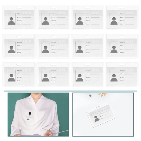 OFFIGAM 15Pcs Transparent Id Badge Sleeves Plastic Card Holder Protector for Office Work Use
