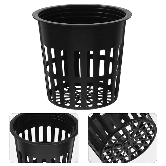 OFFIGAM Black Plastic Hydroponic Net Pots Mesh for Garden Vegetable Cultivation, 15 Pieces, and Reusable