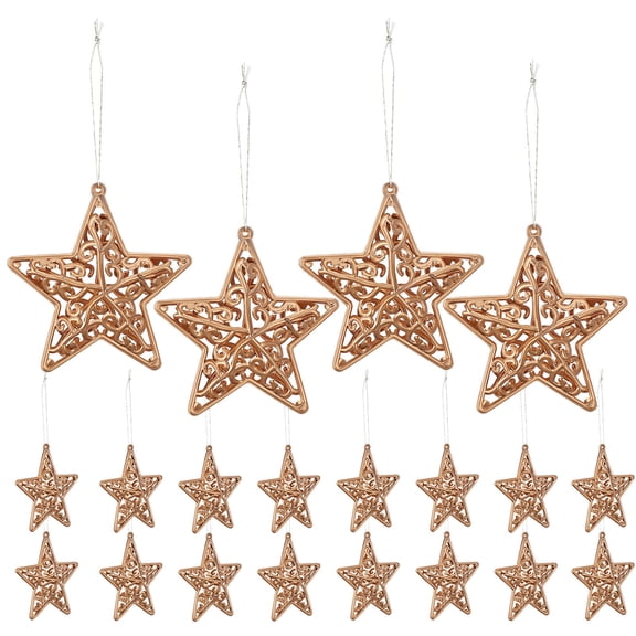 OFFIGAM 18-Piece Mini Glitter Star Tree Ornaments for Indoor Holiday Party Decorations and Home Decor