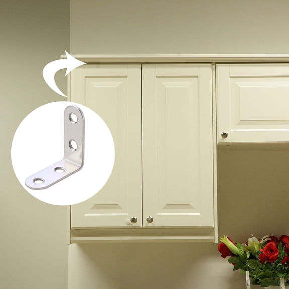 OFFIGAM 18Sets Plated Silver Angle Brackets for Wood Furniture Repair and Stability