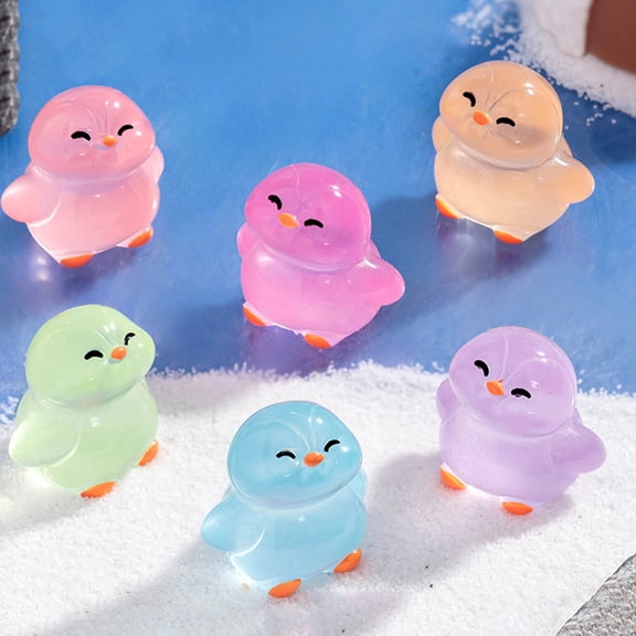 OFFIGAM 18pcs Mini Animal Figures Cute Penguin Character Glow In The Dark Garden Ornament