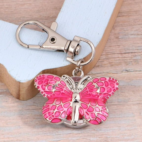 OFFIGAM 1PC Digital Watches Metal Pink Keychain Time Telling for Women Daily Use