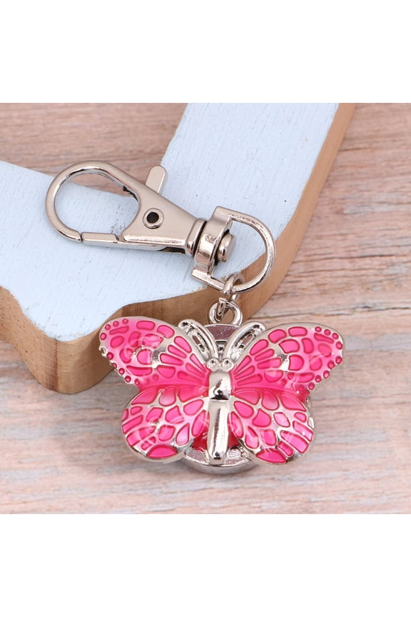 1PC Digital Watches Metal Pink Keychain Time Telling for Women Daily Use