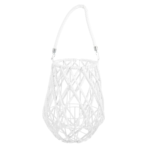 OFFIGAM White Woven Candle Lantern Decorative Tea Light Holder for Home Table Centerpiece Indoor Outdoor