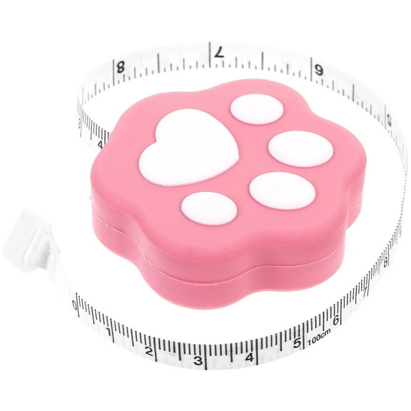 OFFIGAM 1Pack Cat Paw Shape Measuring Tape for Handy Users Small Pink PVC Tool
