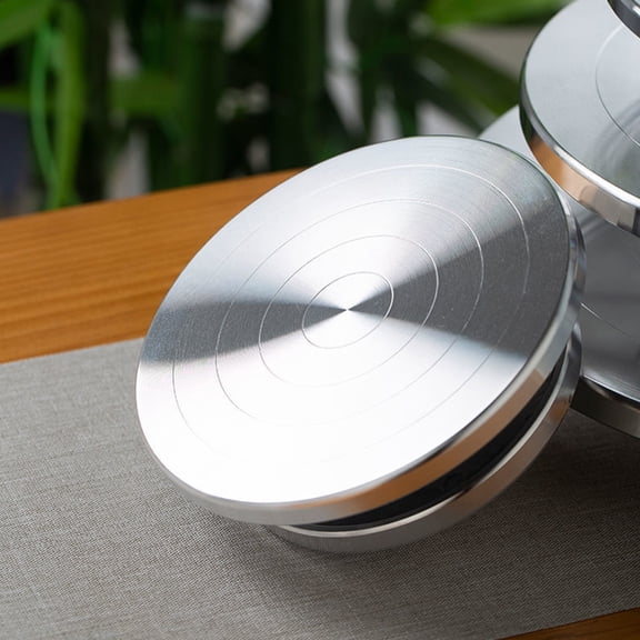 OFFIGAM Durable Plated Silver Clay Sculpture Turntable with Smooth Swivel Plate and Nonslip Base