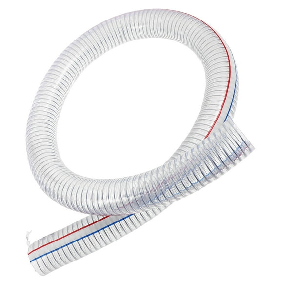 OFFIGAM 1Pack Flexible Pvc Pipe Hose Silver Steel Wire Reinforced Tubing Heavy Duty Oil Conveying 100x1.6in