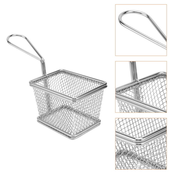 OFFIGAM Stainless Steel Frying Basket with Reinforced Handle, Multipurpose Kitchen Strainer Basket, Finish