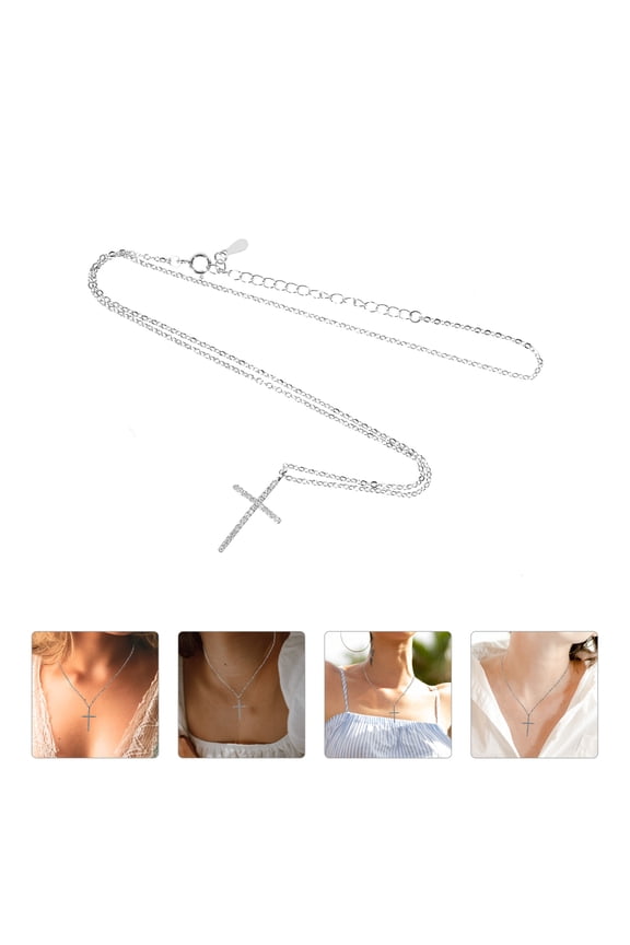 Cross Pendant Necklace, 1 Pack Stylish Charm Chain for Travel, Engagement, Daily Wear, Gift for Women and Men
