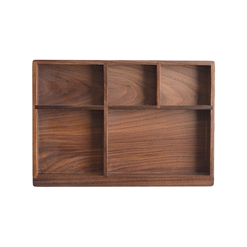 OFFIGAM Black Walnut Kitchen Utensil Holder Organizer, 1-Pack Cutlery Storage Stand for Adult Kitchen Counter