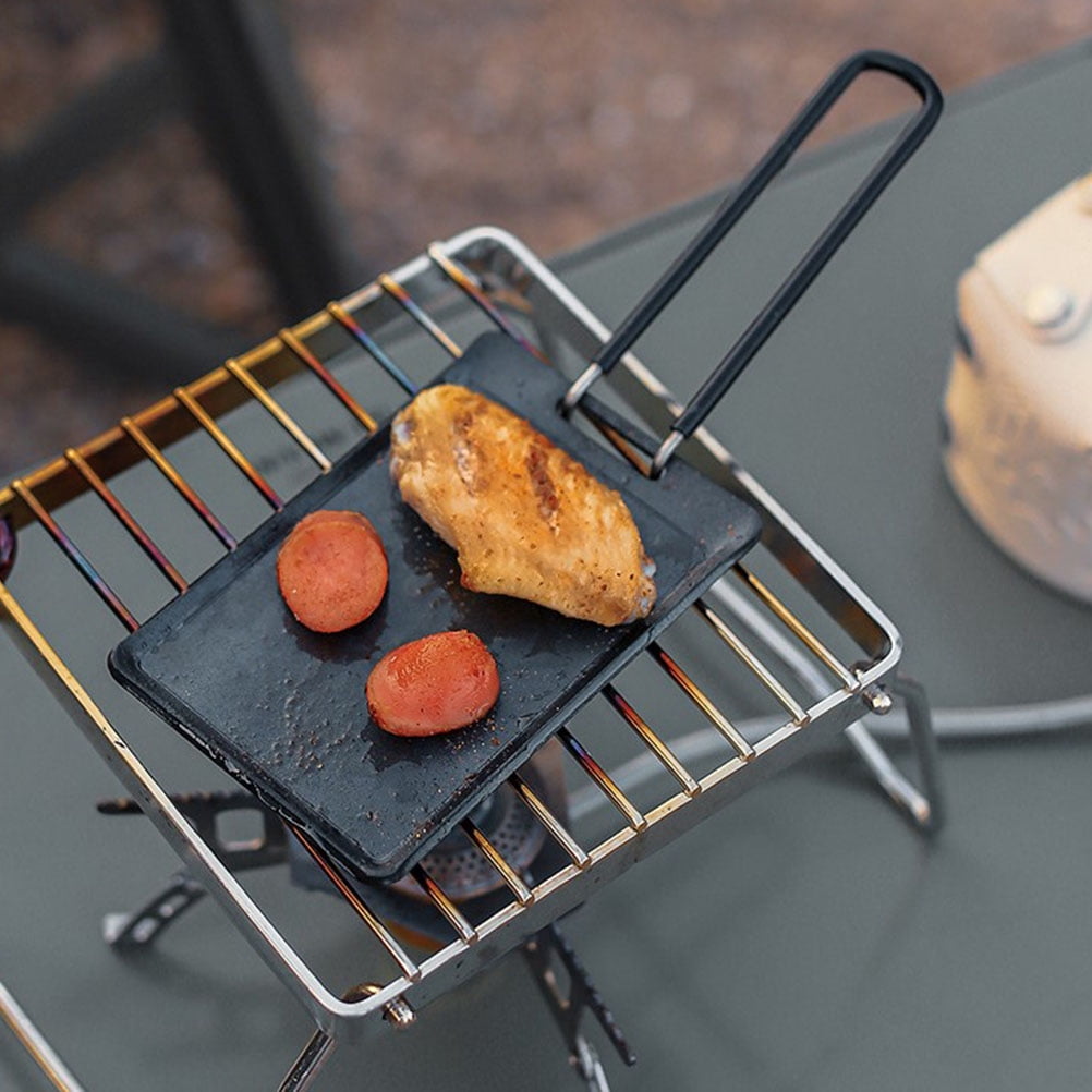 Outdoor Rectangular Frying Pan OFFIGAM Iron Grill Pan for Outdoor Cooking and Picnic, Cast Iron ...