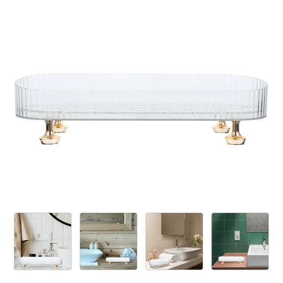 OFFIGAM Plastic Self-Draining Soap Dish Tray for Bathroom Countertop and Sink Organization