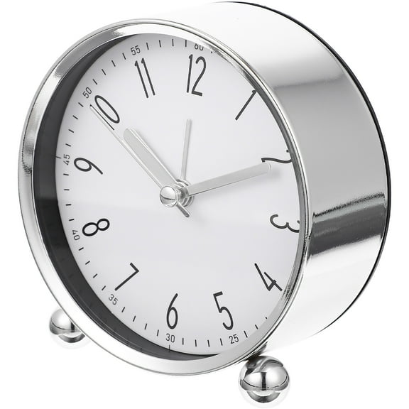 OFFIGAM Silent Round Metal Alarm Clock for Bedroom Table, Quiet Design, Decorative and Functional Timepiece