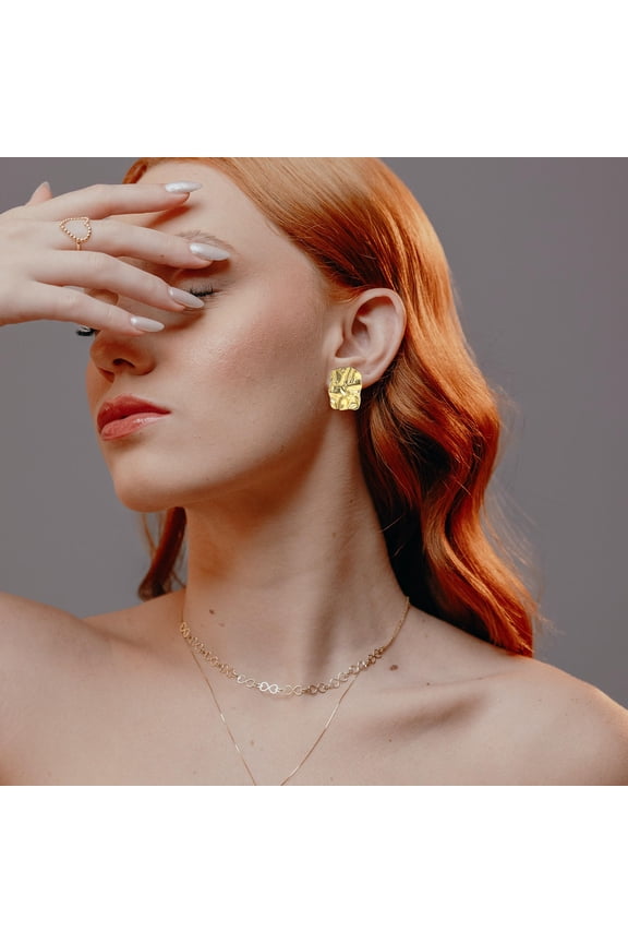 1Pair Golden Irregular Geometric Wave Earrings Durable Zinc Alloy Drop Dangle Accessories