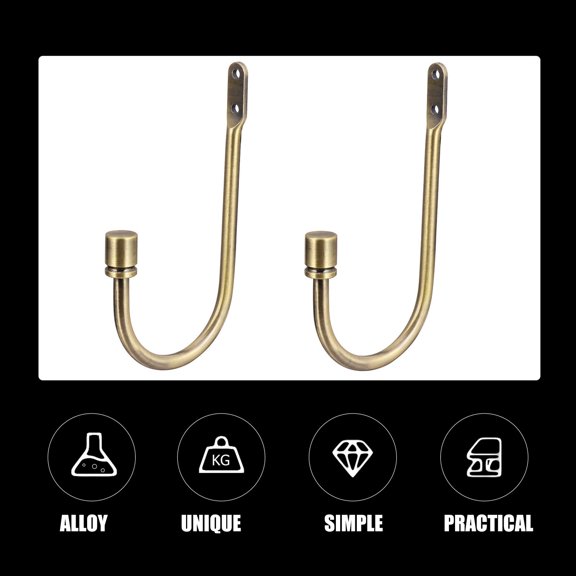OFFIGAM 1Pair Green Alloy Curtain Hook U Shaped Wall Mounted Tiebacks for Home Decor