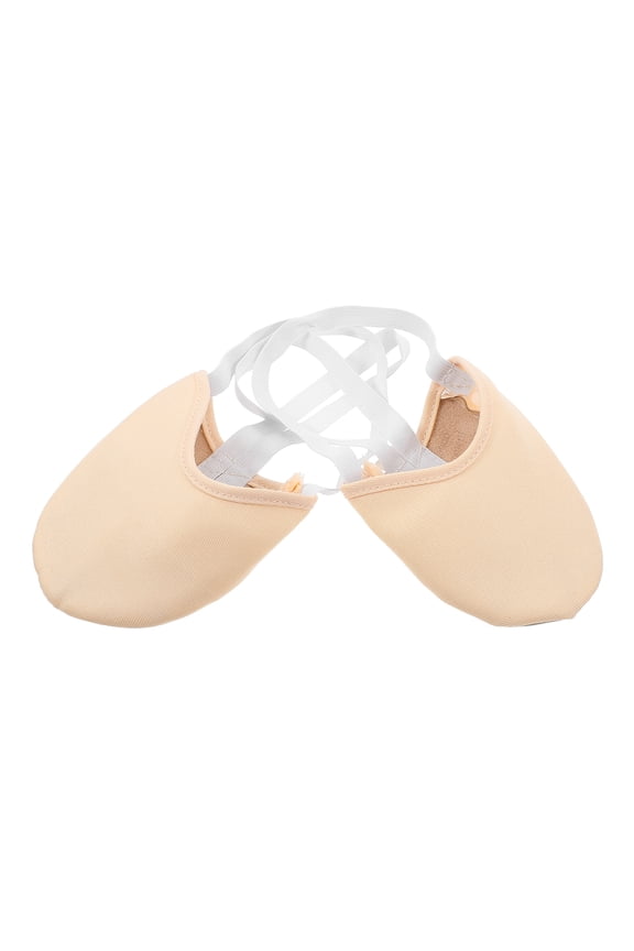 1Pair Non Slip Half Sole Ballet Dance Shoes in Light Yellow with Sweat Absorption