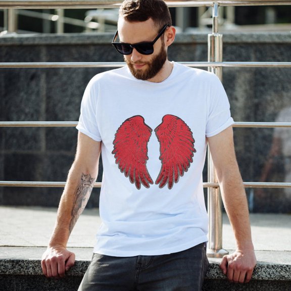 OFFIGAM 1Pair Premium Red Sequins Wings Sewing Appliques for Jackets Shirts Bags